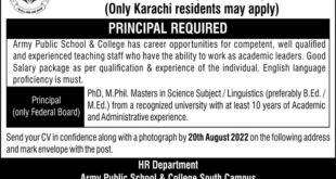 Army Public School And College Vacancies in Karachi